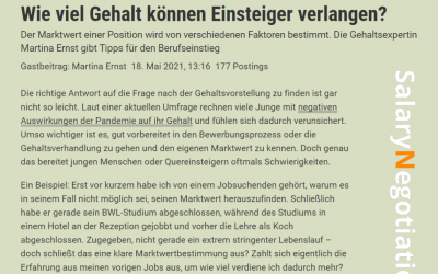 Der Standard Karriere 18.5.2021: Wie viel Gehalt können Einsteiger verlangen?